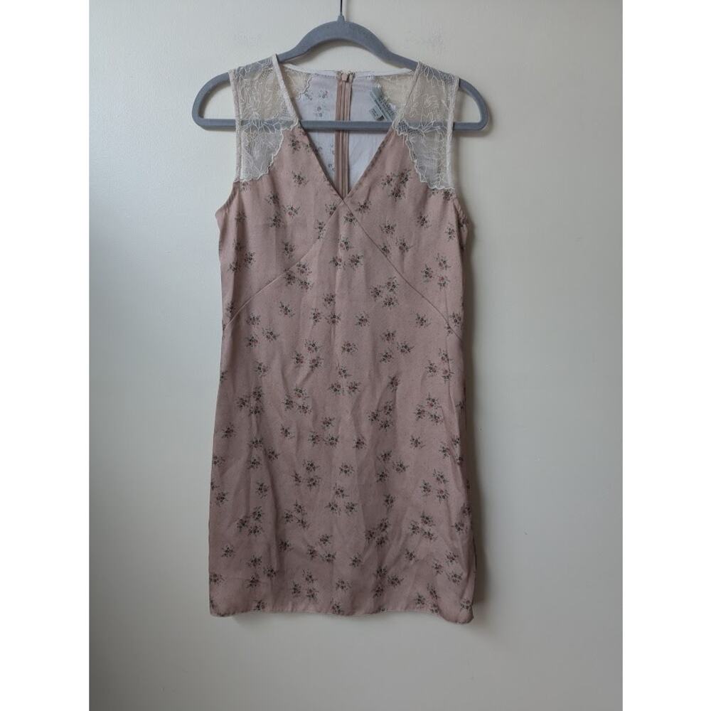 All Saints Prism Rosalie Floral Rose Pink Satin Lace Sheath Dress Womens Size 2